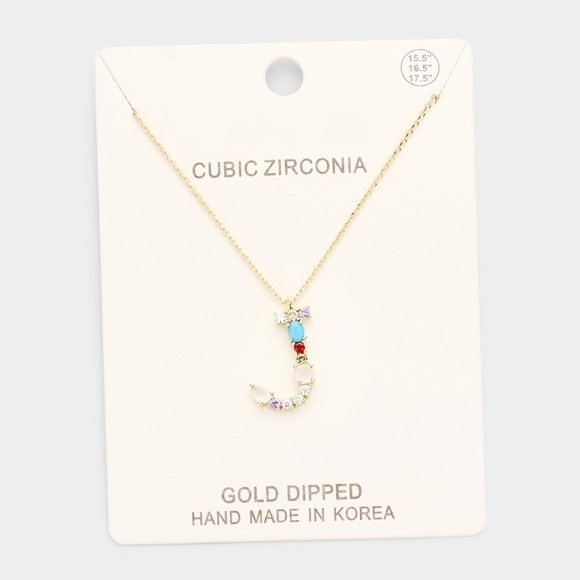 NWT Initial Letter Zirconia Monogram Necklace M K J I - Picture 2 of 5